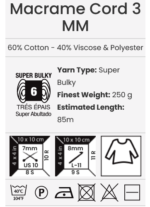 ΝΗΜΑ YARNART MACRAME CORD 3MM - Image 2