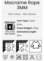 ΝΗΜΑ YARNART MACRAME ROPE 3MM - Image 2